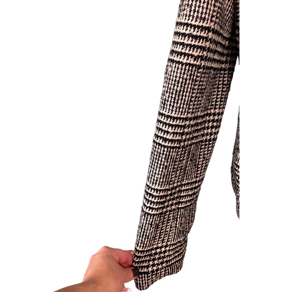 Banana Republic Houndstooth Double Breasted Wool Jacket Black White Size 10 Tall - Picture 8 of 12